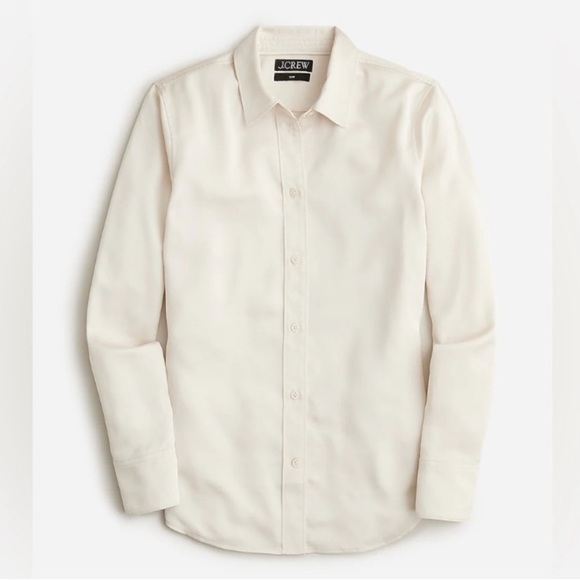 J. CREW Slim Fit Drapey Shirt In Luster Crepe Size 8 Old Money - Picture 2 of 9